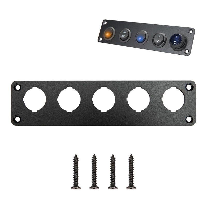 SDAQGE Switch Panel, Round 12 Volt Marine Switch Panel Aluminum Waterproof Rocker Switch Panel for Car Truck Marine Boat Rv Vehicle (5 Way) - Image 1
